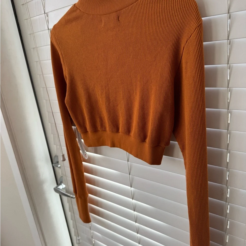 Elegant Rust Ribbed Crop Top - Picture 3 of 5